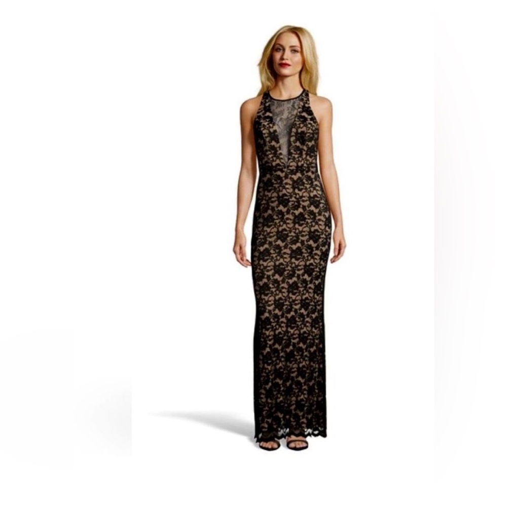 *Black Lace Deep V Neck Dress by A.B.S.- Size 6 NWT